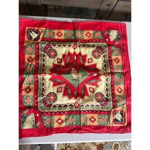 Vintage Paris Accessories Red Cotton Bandana Eagle Wolf Skull Southwestern USA